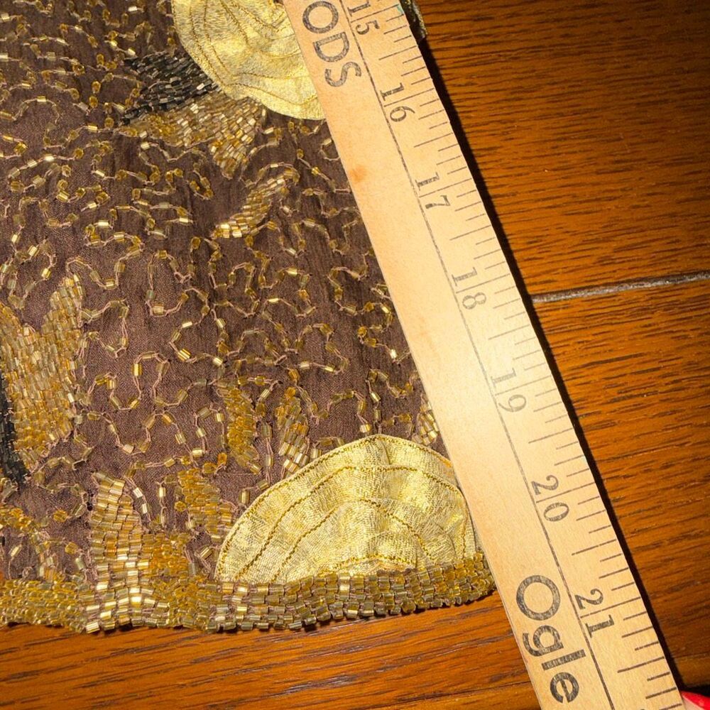 Vintage Joan Leslie Studio Silk Beaded Floral Top Saks Fifth Avenue 2X Brown Gol - Picture 13 of 15